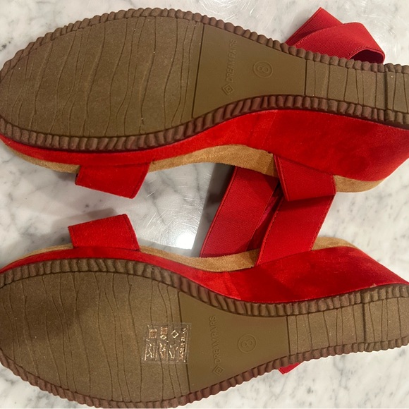 Dream Pairs women’s size 8 RED wedge sandals w elastic loop ankle strap. NWOT - Picture 3 of 7